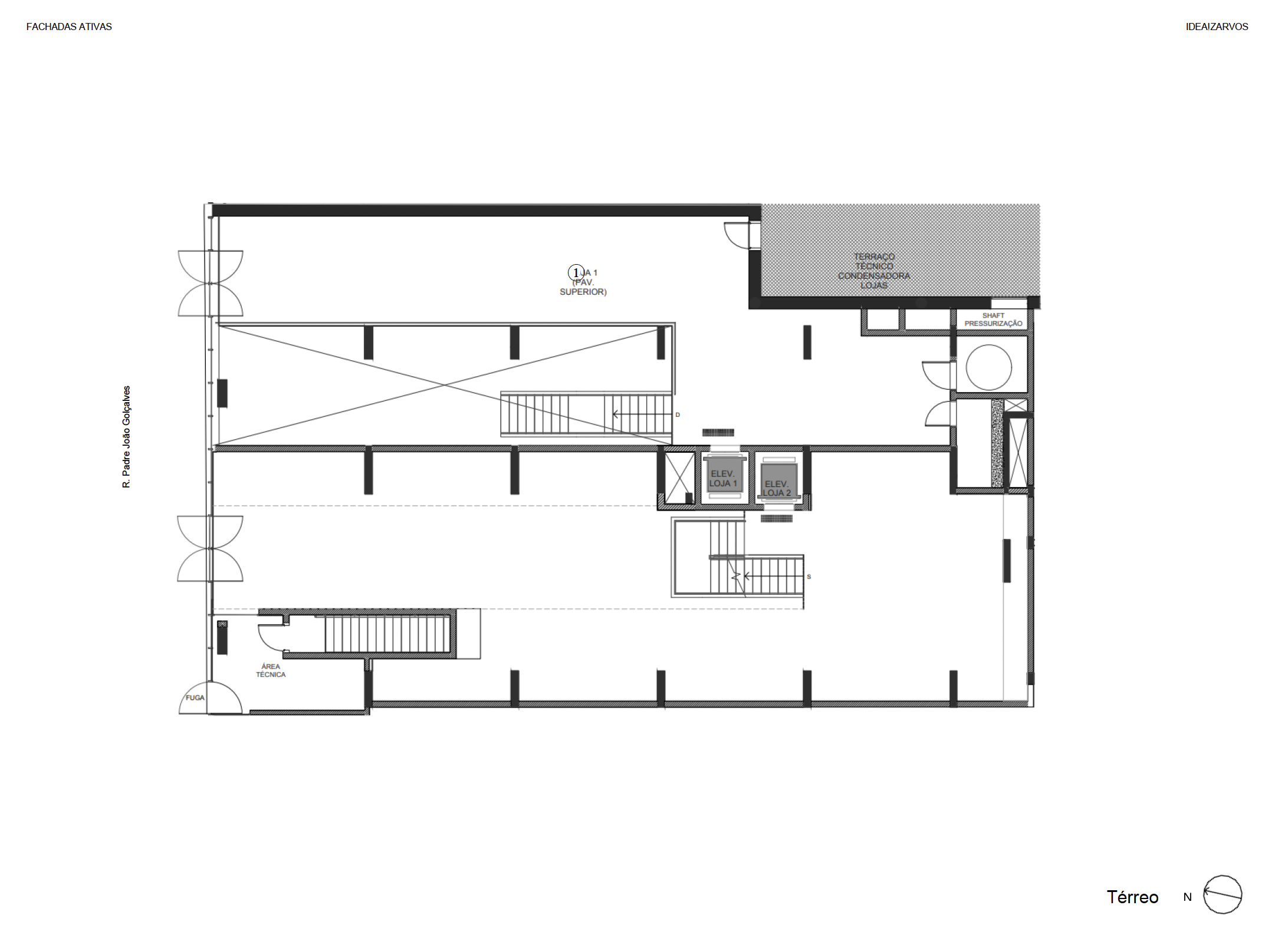 Pavimento térreo, área de 344 m²
